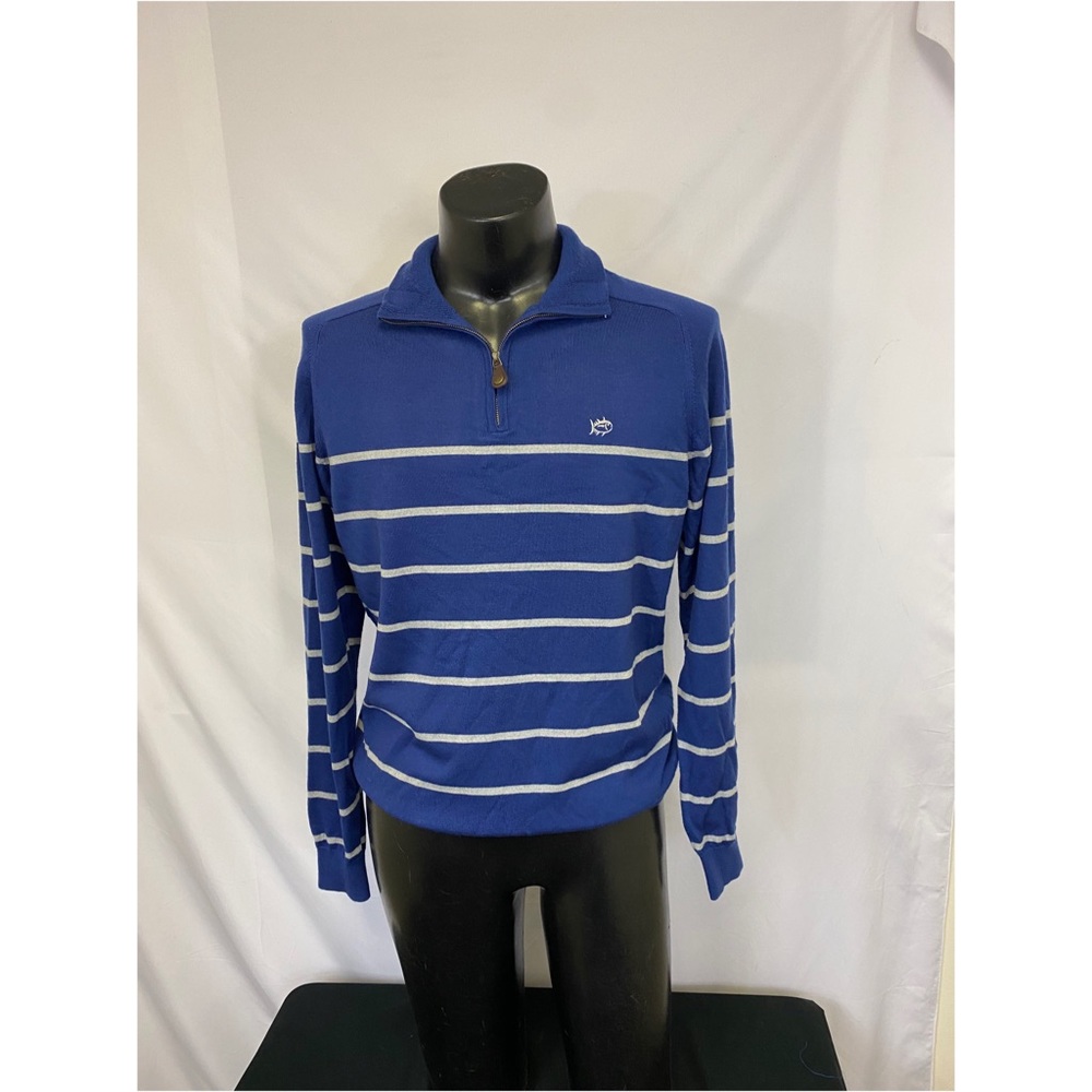 Southern Tide Sweater Blue Gray Wool Zip Up M